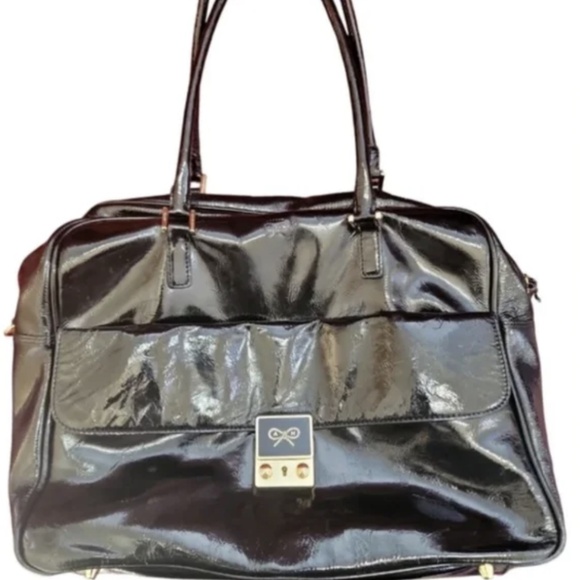 Anya Hindmarch Patent Leather Carker Satchel Bag RARE - Picture 1 of 8